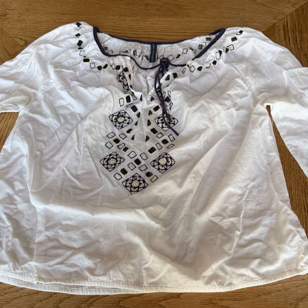 Kas Designs Embroidered White Women's Top